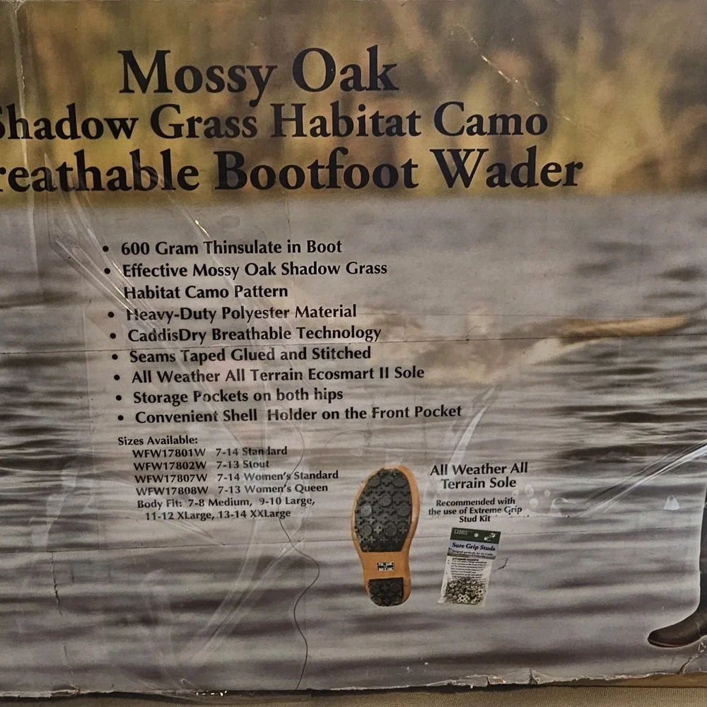 *NIB*Mossy Oak Men's Shadow Grass Habitat Camo Waterfowl Bootfoot Wader Size‎ 11